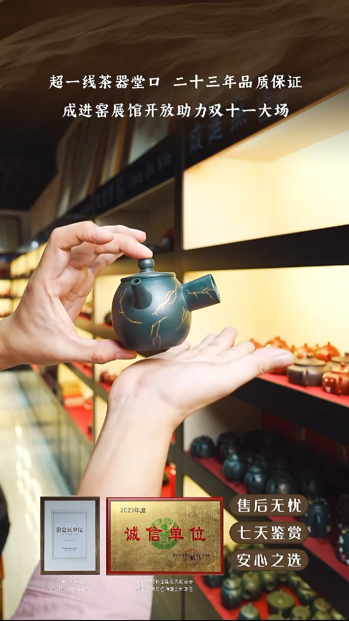 紫砂壶雪花绿金银唐羽200cc