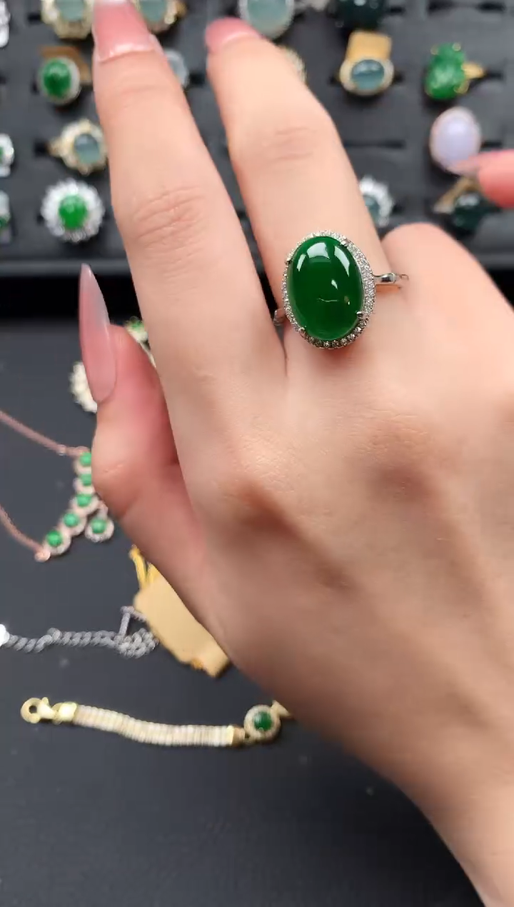 【闪购商品】翡翠戒指银S925镶嵌653141