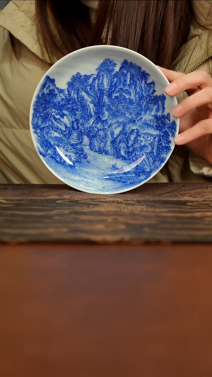 【闪购商品】瓷片半山吧小叶江山小景图壶承