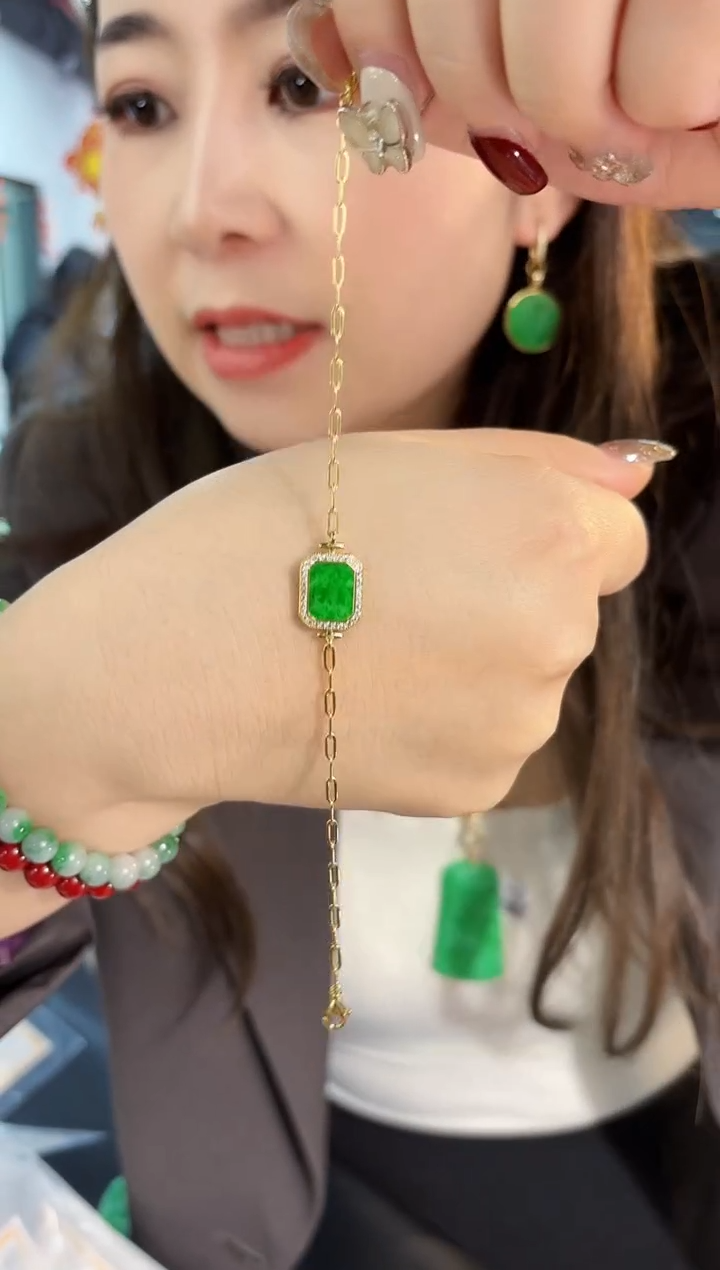 【闪购商品】翡翠手链银S925镶嵌缅料A货/支持复检/一件