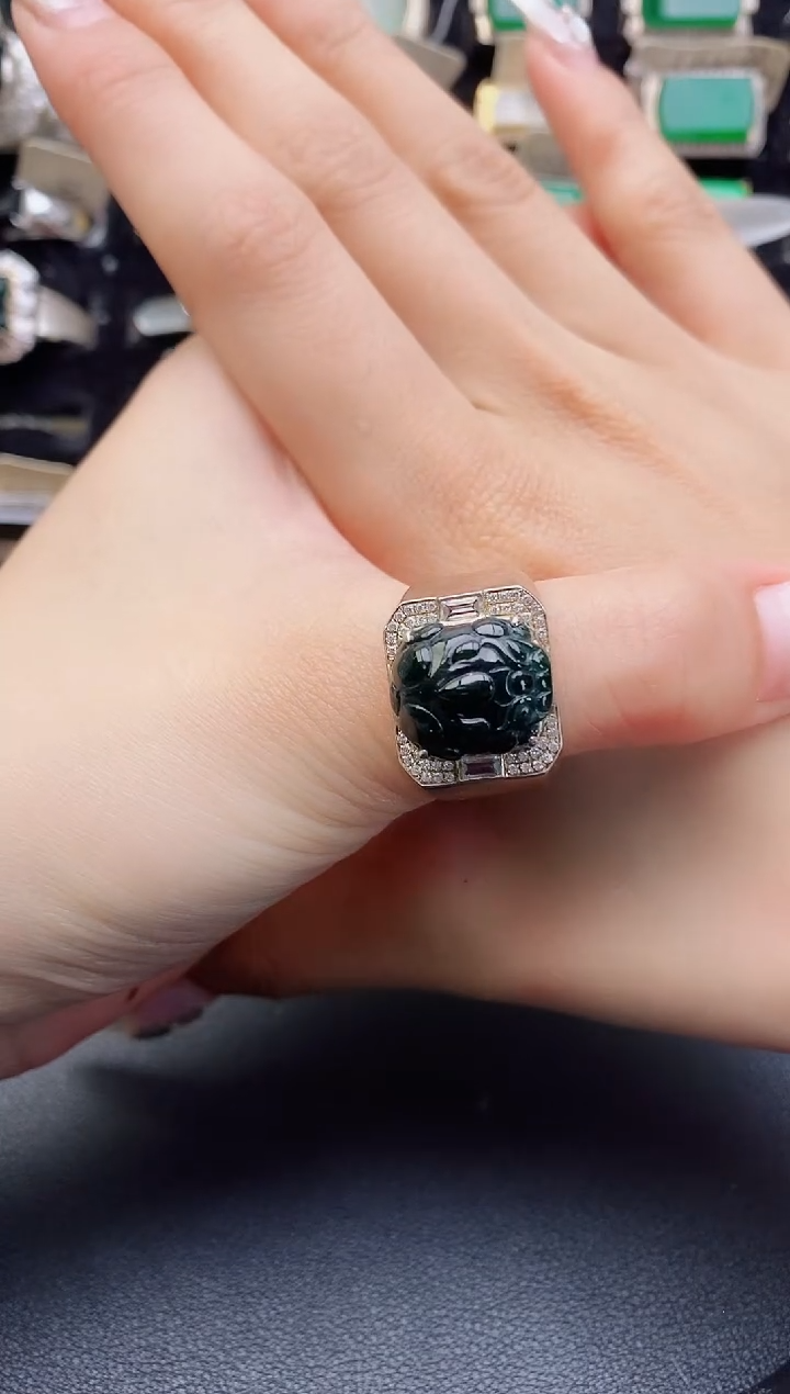 翡翠戒指银S925镶嵌2121212