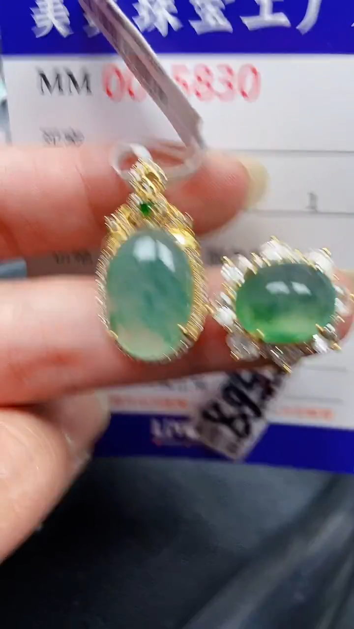 颈饰银S925镶嵌翡翠5830