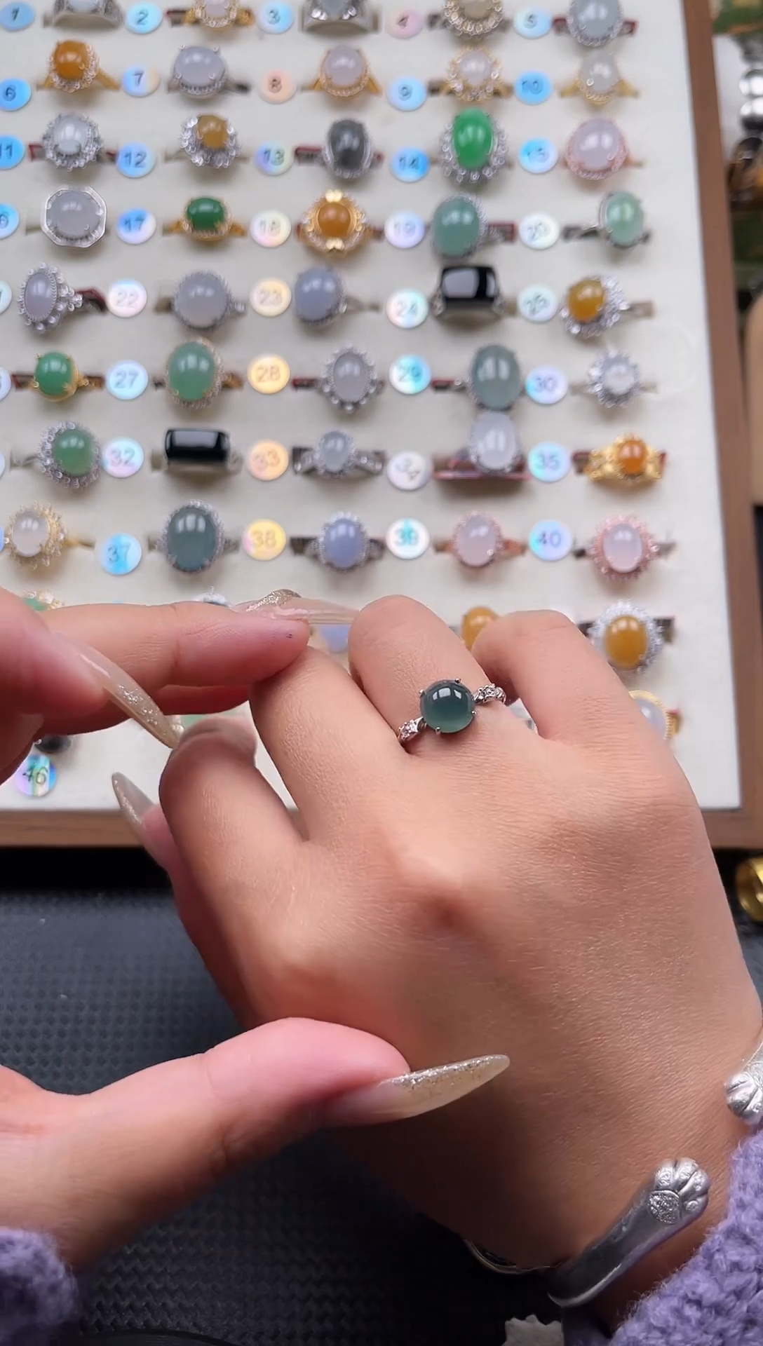 【闪购商品】翡翠戒指银S925镶嵌天然A货翡翠戒指