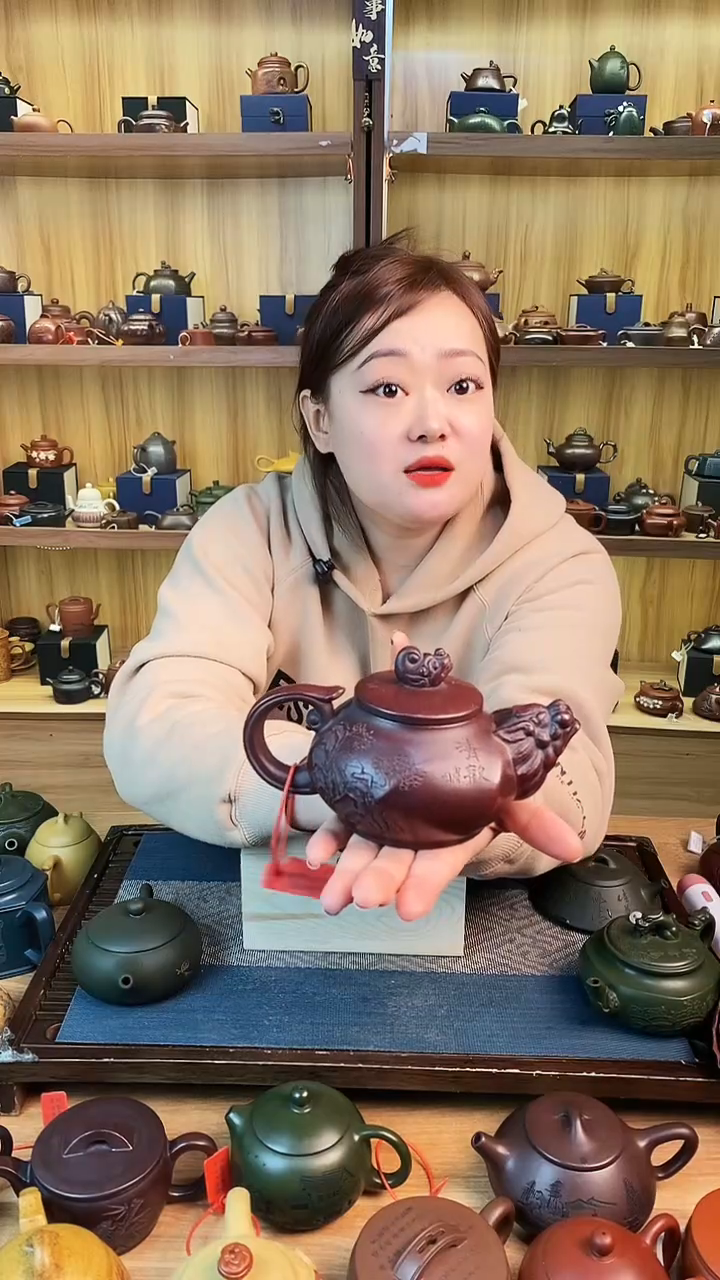 【闪购商品】紫砂茶壶石红柴烧龙头紫砂壶【雪】