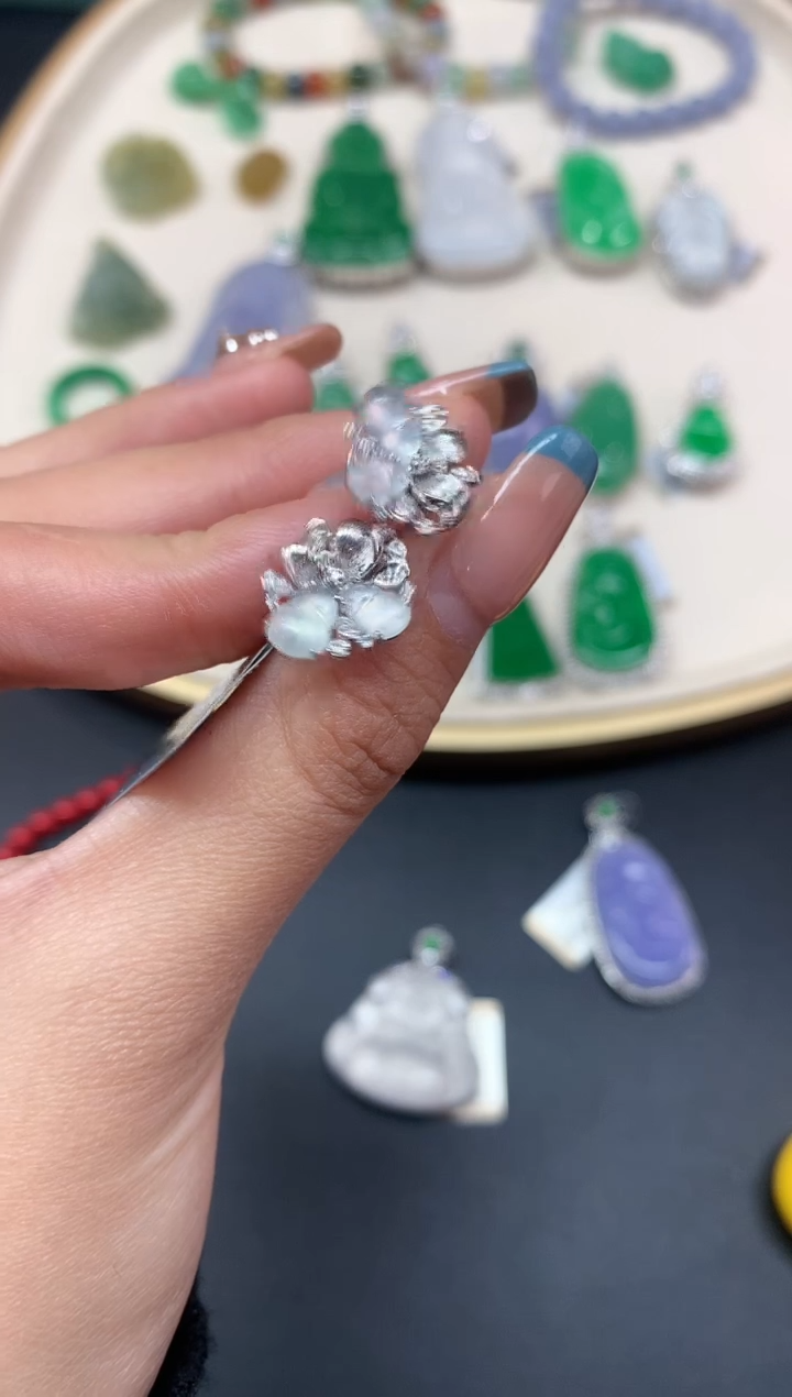 【闪购商品】翡翠耳饰18K金镶嵌耳饰A70|3980