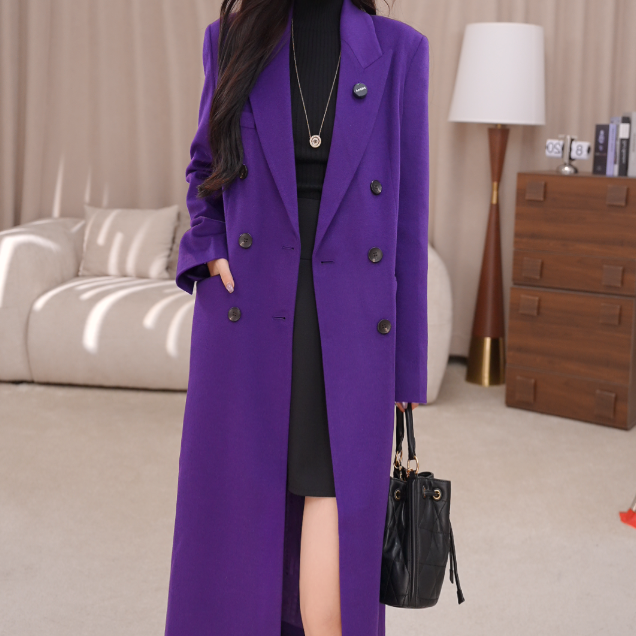 AMASS/阿玛施秋冬新款热力感气质毛呢翻领保暖大衣5400810