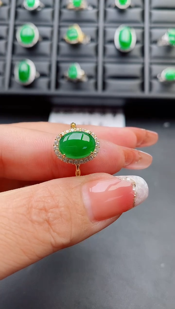 【闪购商品】翡翠戒指银S925镶嵌508080