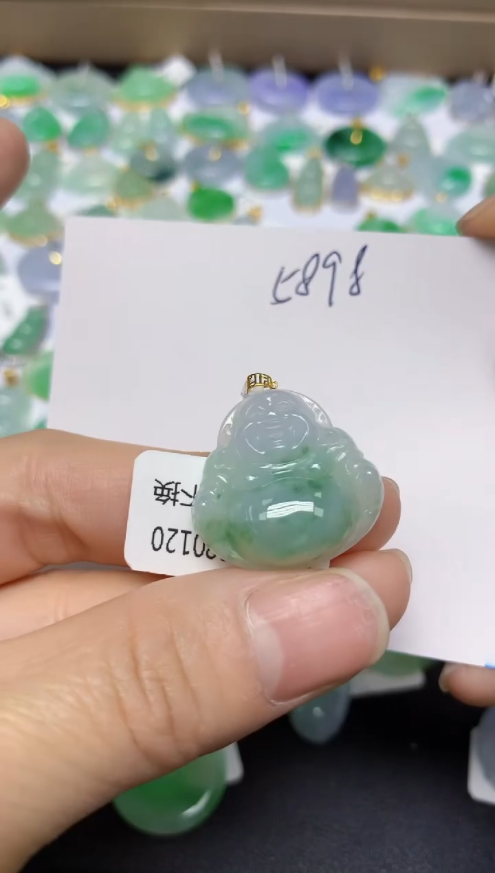 【闪购商品】翡翠挂件18K金镶嵌 天然翡翠A货