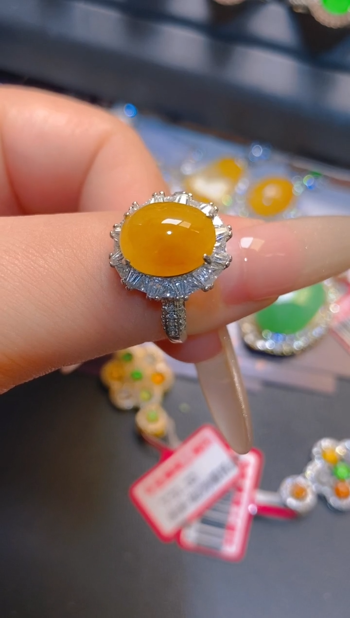 翡翠银S925镶嵌耳饰天然