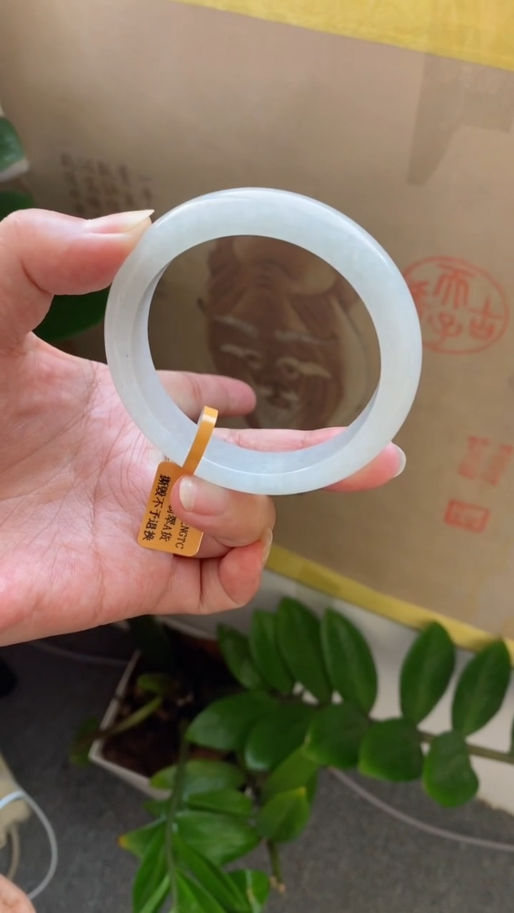 【闪购商品】翡翠手镯未镶嵌（冰透白月光）1号有细纹