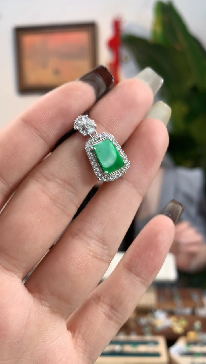 翡翠银S925镶嵌吊坠(不含链)吊坠