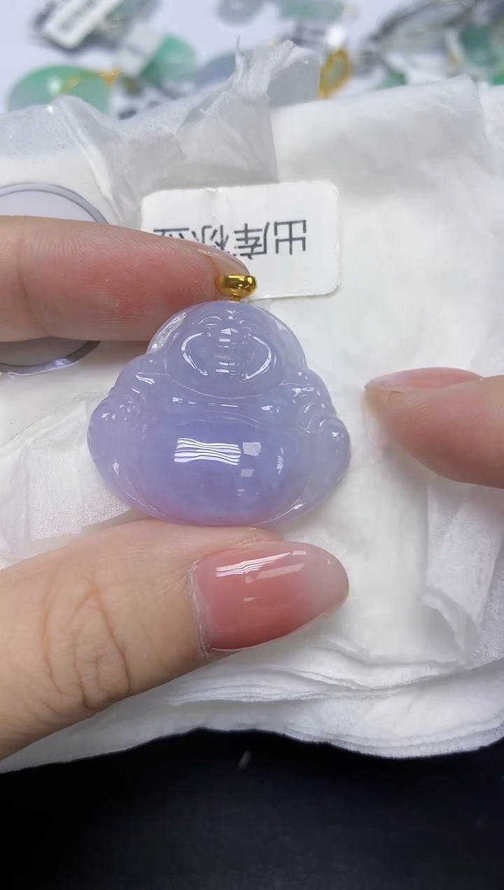 颈饰18K金镶嵌翡翠天然缅甸翡翠A货多样性发一件