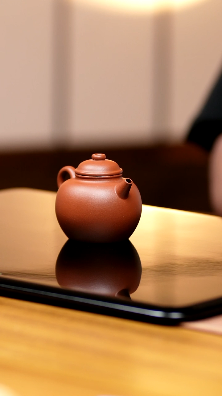 茶壶紫砂五堂  大彬圈钮-朱泥