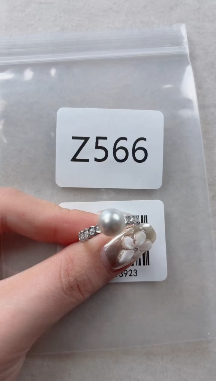 银S925镶嵌戒指海水珍珠Z566