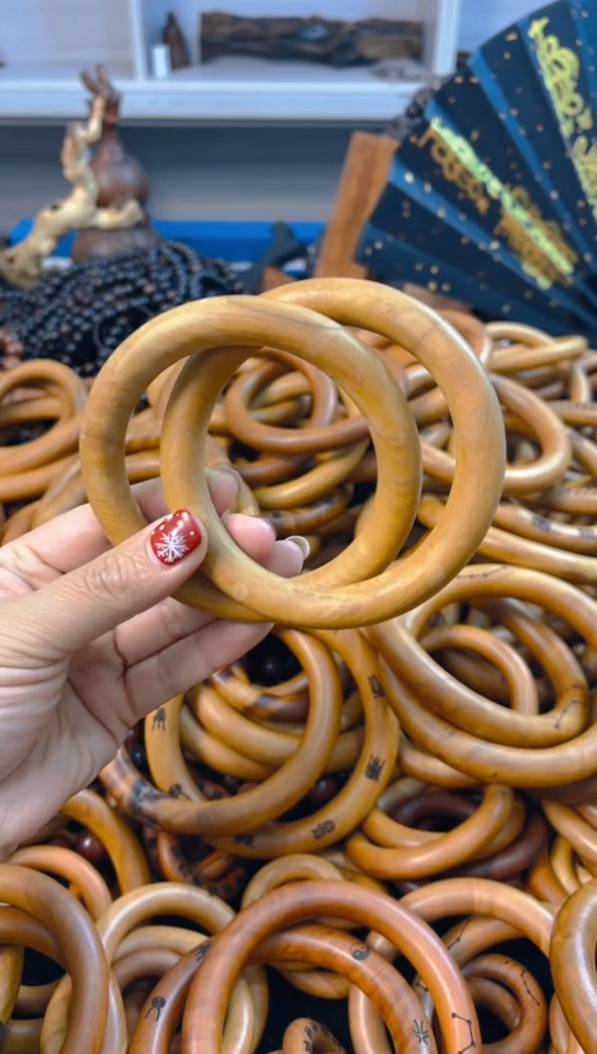 【闪购商品】枣木木雕乾坤圈70圈口微瑕一物一拍