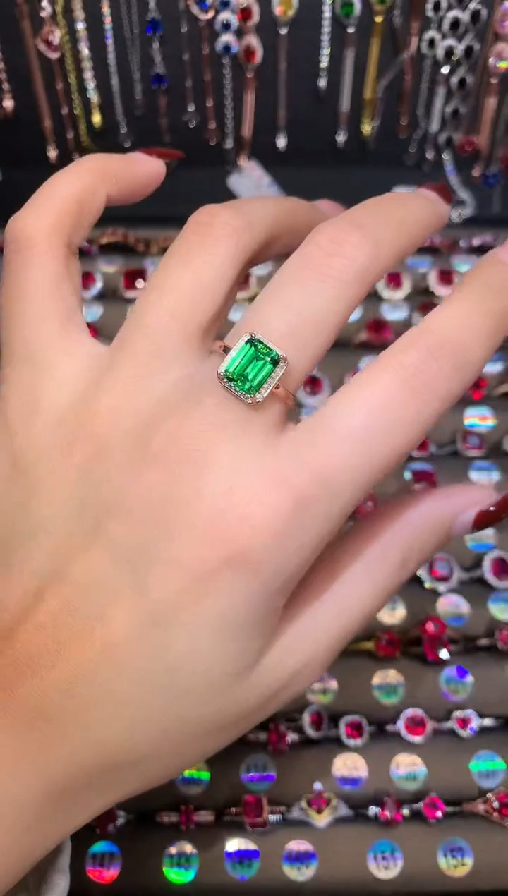 【闪购商品】透辉石戒指银S925镶嵌玫瑰金