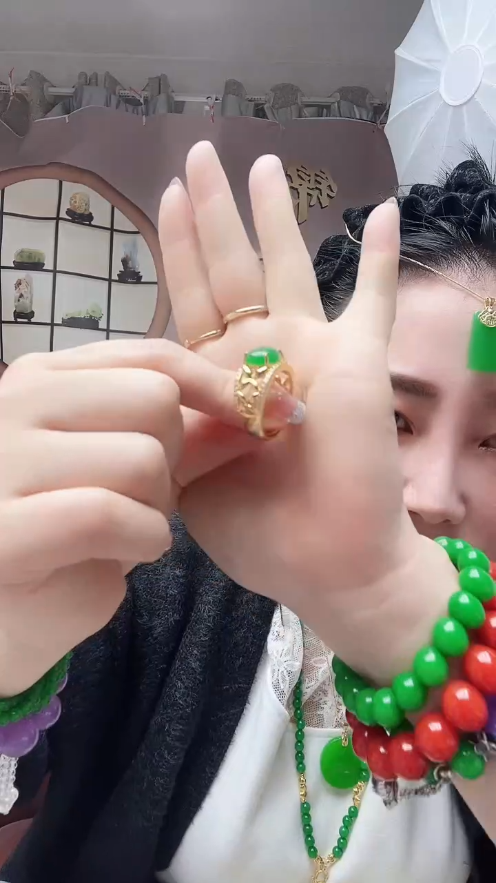 【闪购商品】翡翠戒指14K金镶嵌080号