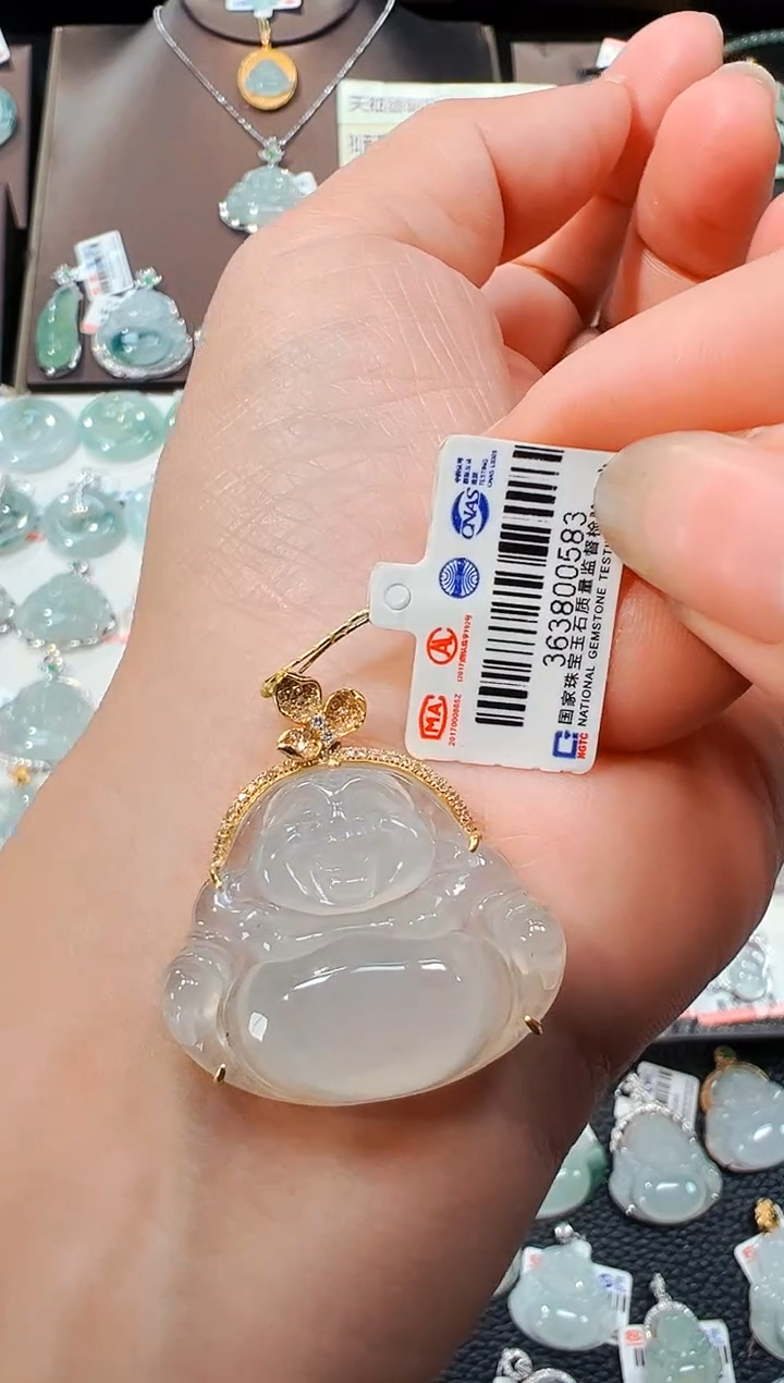 【闪购商品】翡翠吊坠(不含链)18K金镶嵌佛公吊坠538