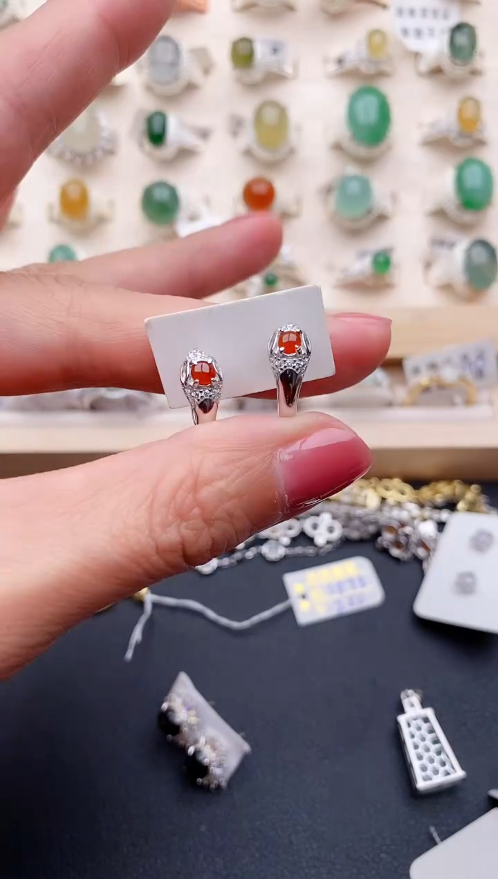 【闪购商品】翡翠戒指银S925镶嵌缅甸天然翡翠444   10-8