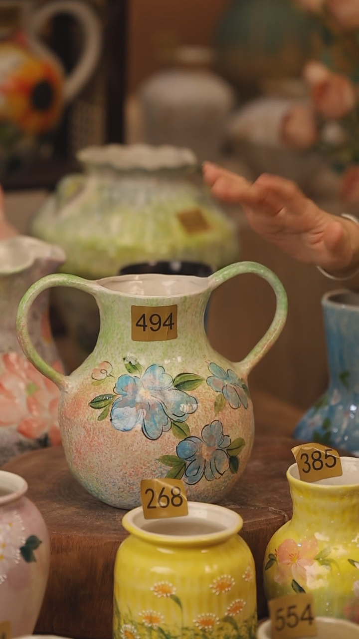 陶瓷494景德镇设计师手作花器摆件侘寂风