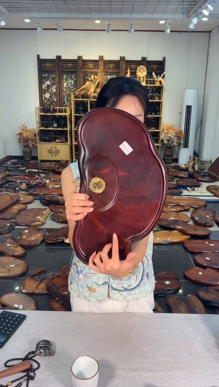 【闪购商品】大果紫檀（缅甸花梨）茶盘8604