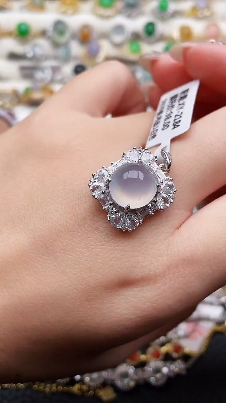 吊坠(赠链)银S925镶嵌翡翠86