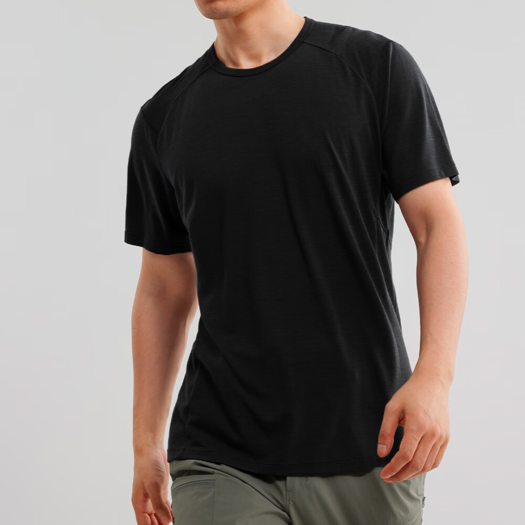 美利奴羊毛夏季男款35度户外运动健身速干透气男士t恤上衣短袖