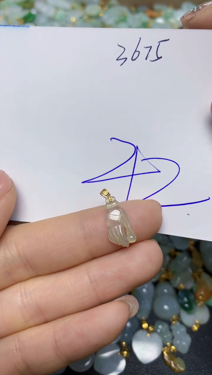 【闪购商品】翡翠挂件18K金镶嵌 天然翡翠A货
