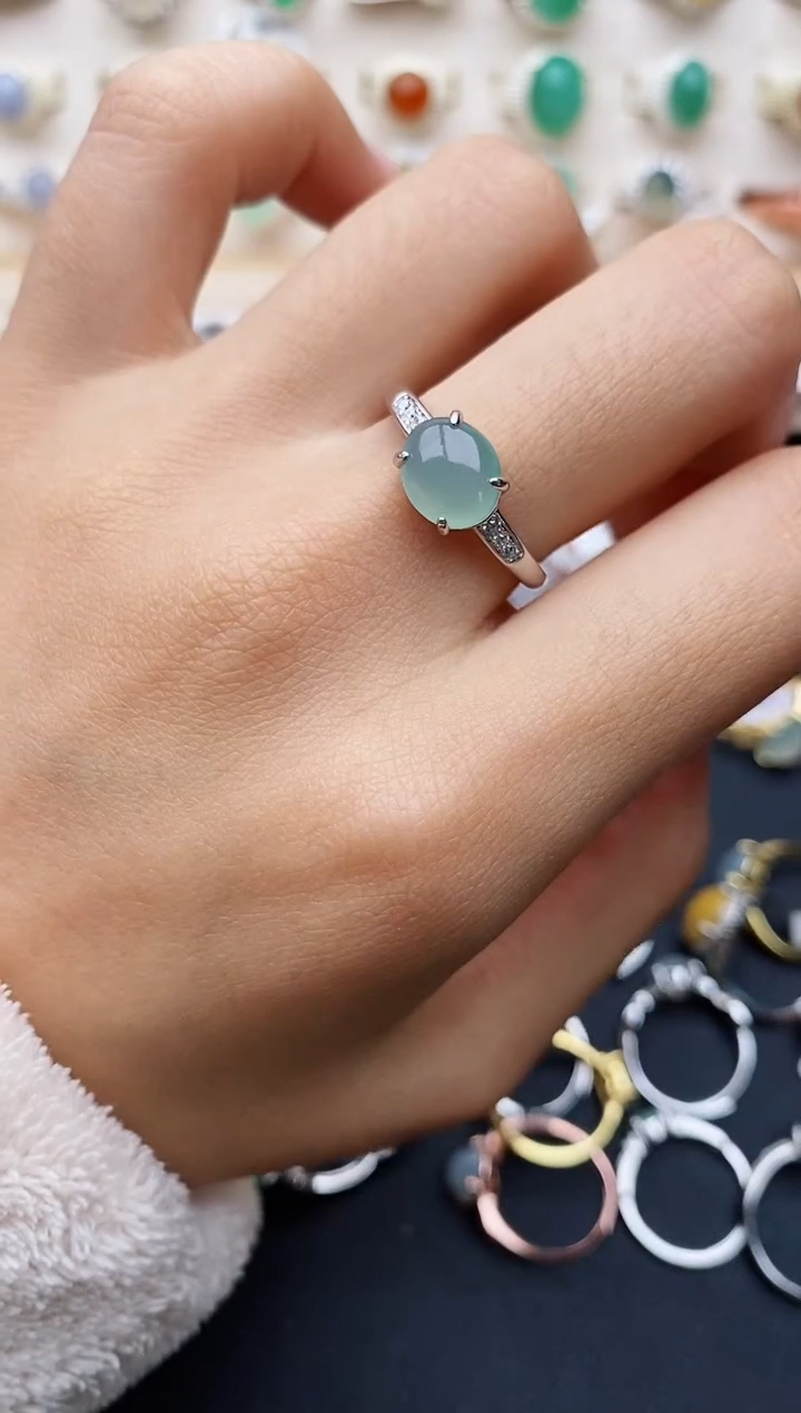 【闪购商品】翡翠戒指银S925镶嵌缅甸翡翠