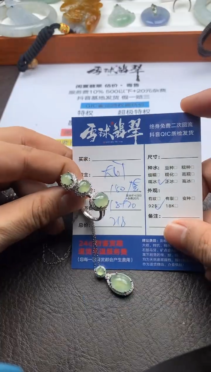 【闪购商品】翡翠颈饰银S925镶嵌1239204011