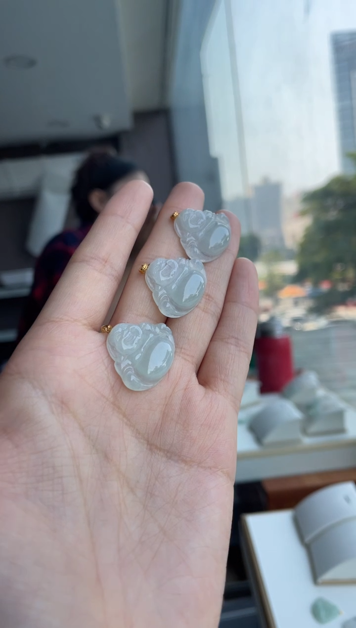 吊坠(不含链)18K金镶嵌翡翠天然缅甸A货翡翠多样性发其一