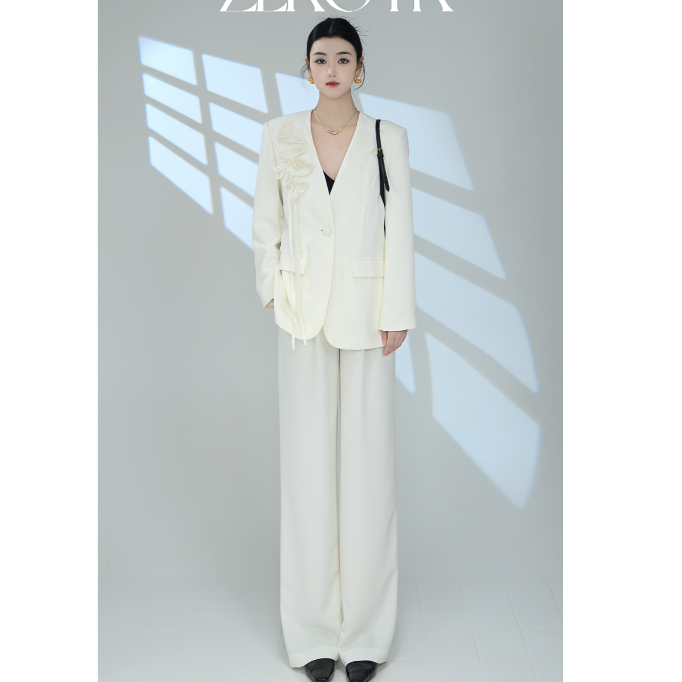 ZEROYK翎蔻 原创高定职业时尚气质款西装直筒微阔腿长裤套装