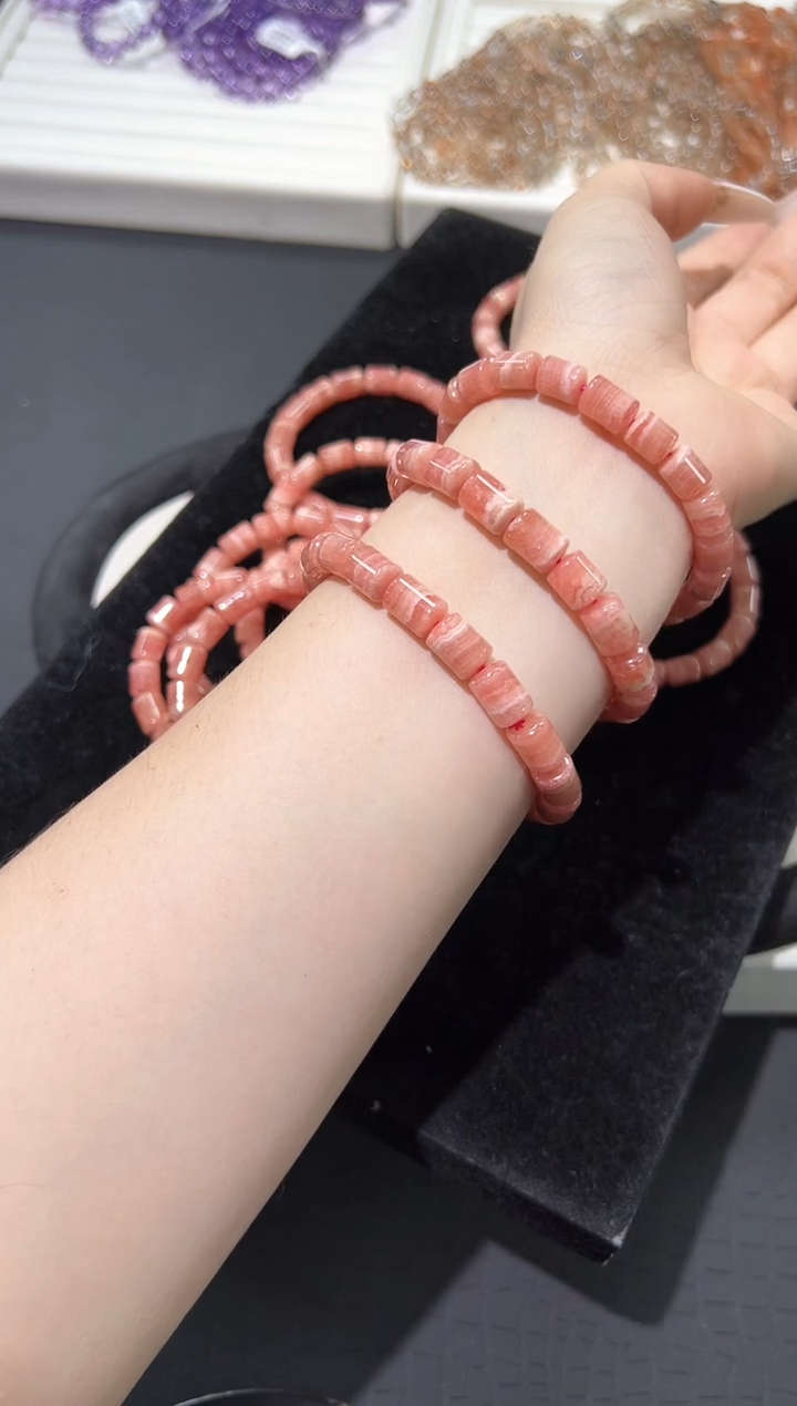 菱锰矿（红纹石）未镶嵌手串52a多样性发其一【1条】默认微瑕7mm