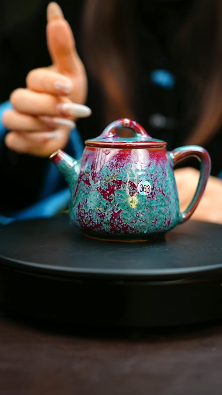 363#原矿钧瓷炉钧釉竹节高石瓢壶