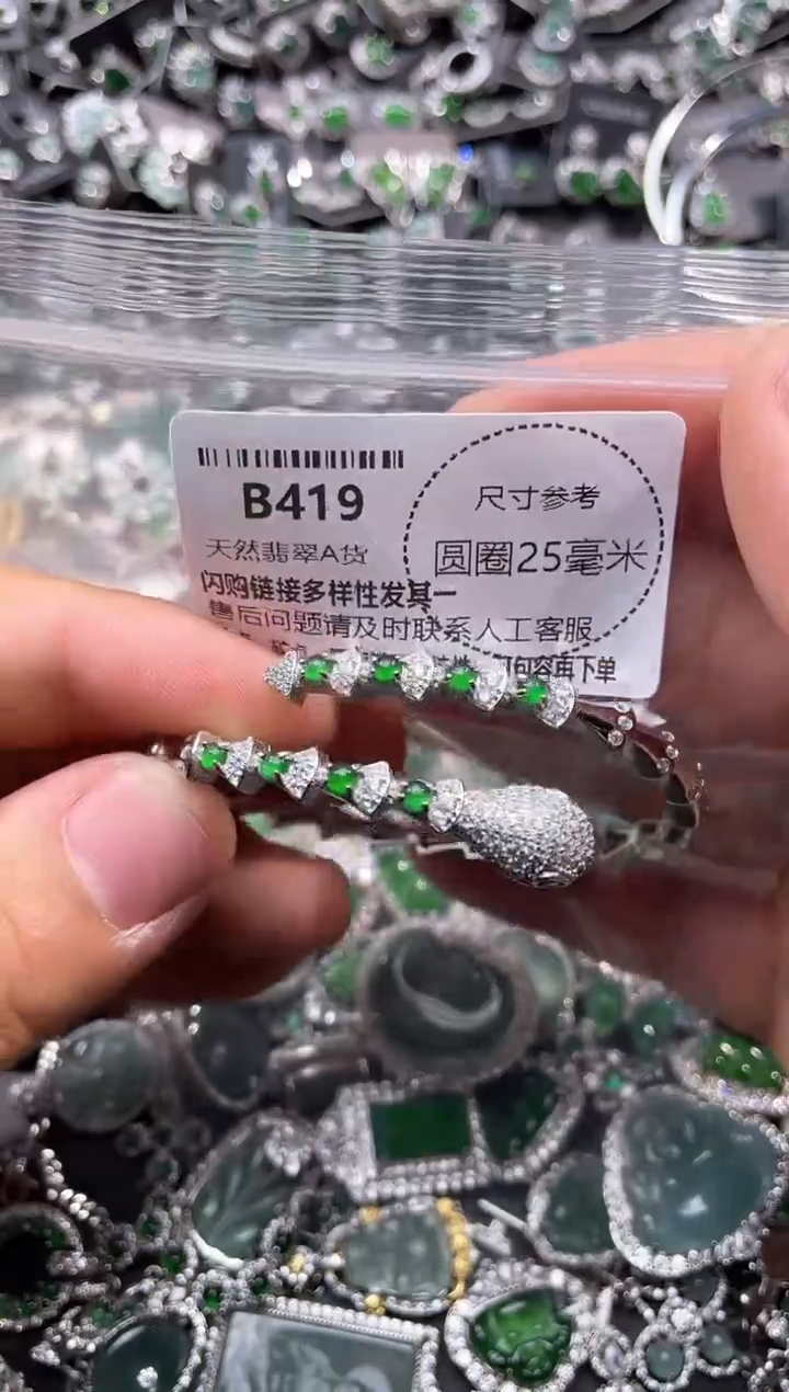 翡翠未镶嵌颈饰B419手镯