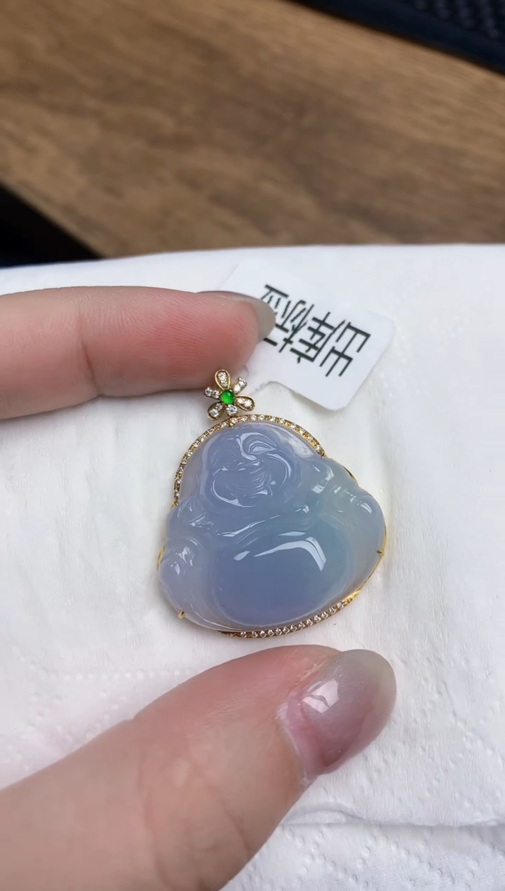 【闪购商品】翡翠颈饰18K金镶嵌天然翡翠A货