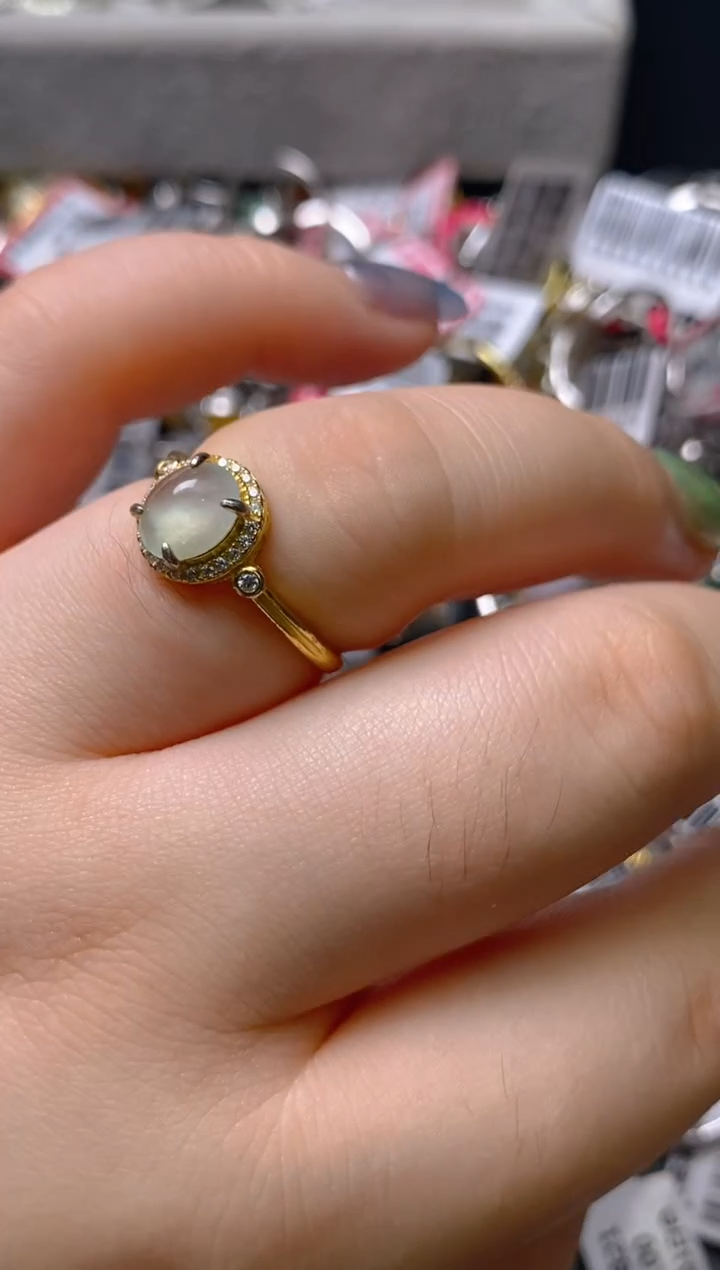 银S925镶嵌戒指翡翠百内无证书