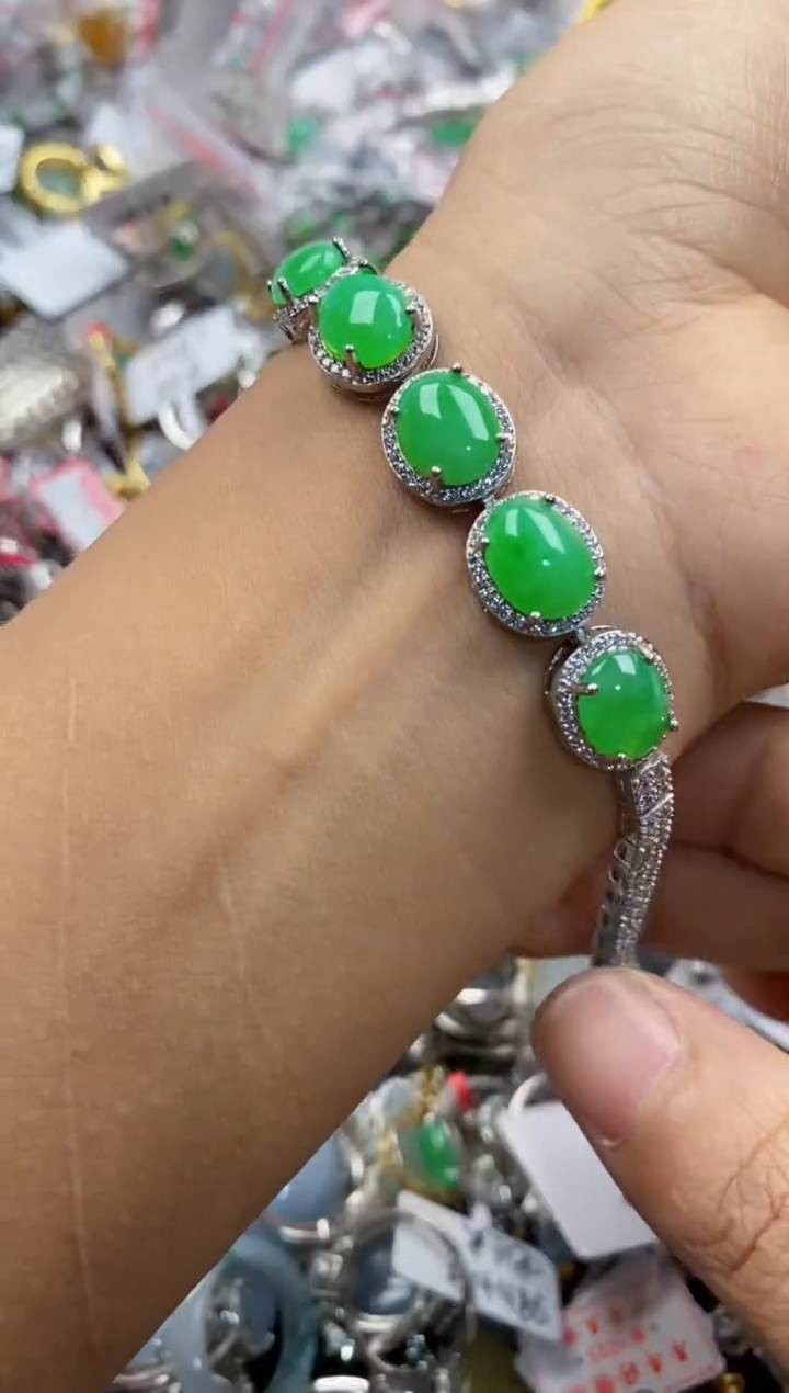 银S925镶嵌戒指翡翠222              4