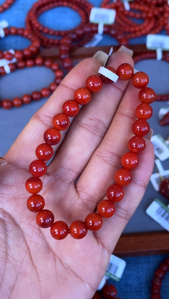 未镶嵌手串南红玛瑙榕****）N43凉山瓦西料正色锦红单圈