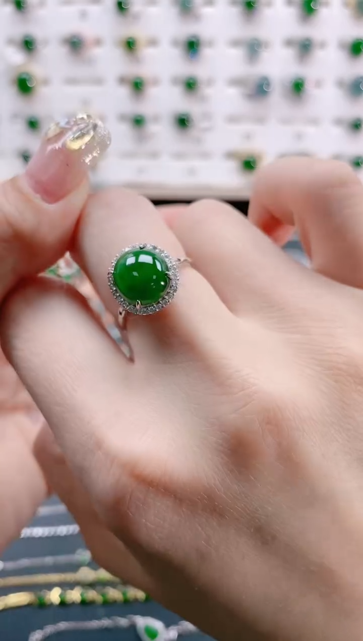 【闪购商品】翡翠戒指银S925镶嵌天然翡翠