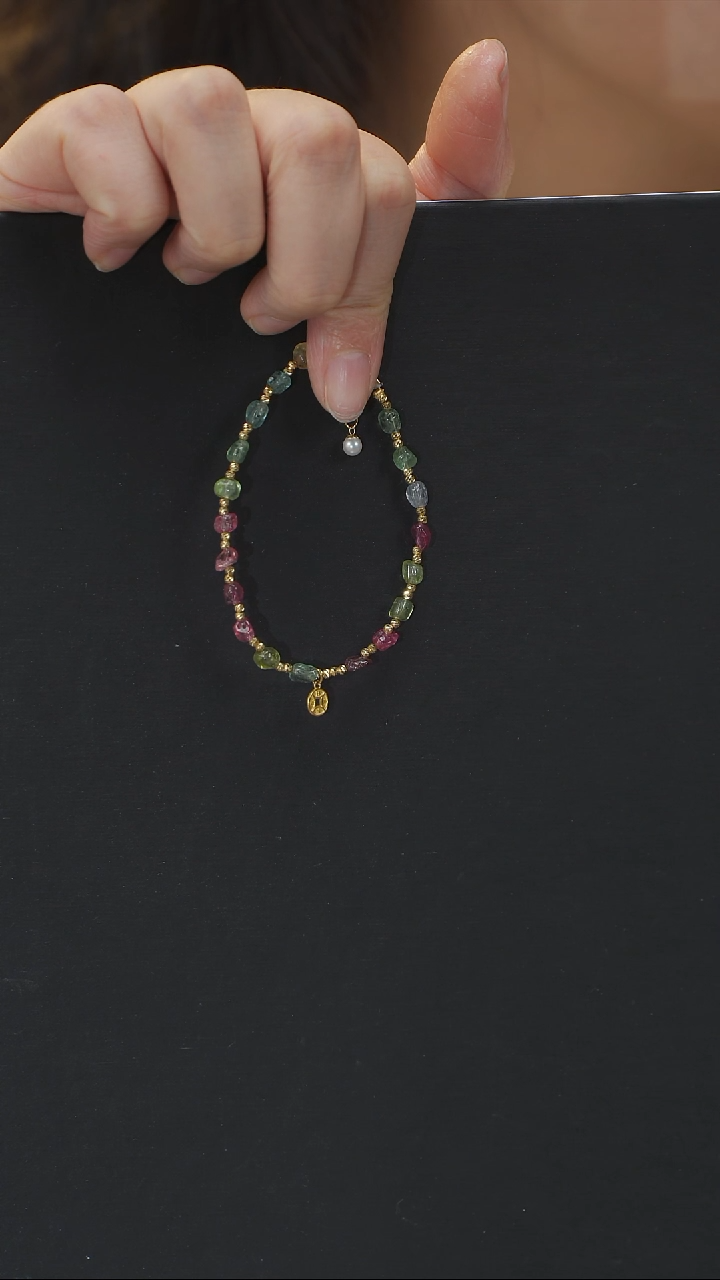 【闪购商品】碧玺手链18K金镶嵌手链