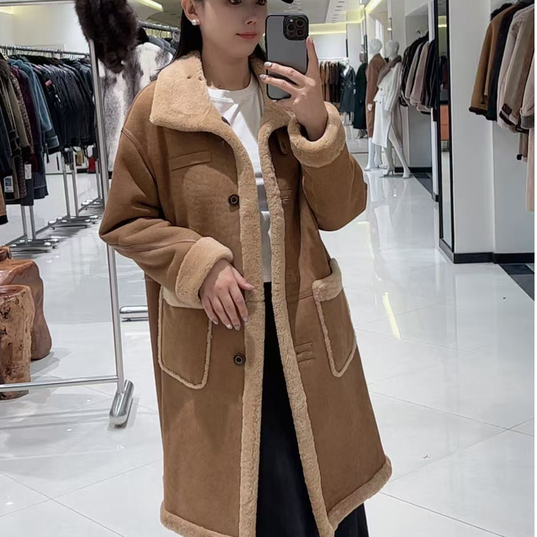 新疆包邮短款女款休闲真皮女士羊皮皮毛一体外套253015直播同价