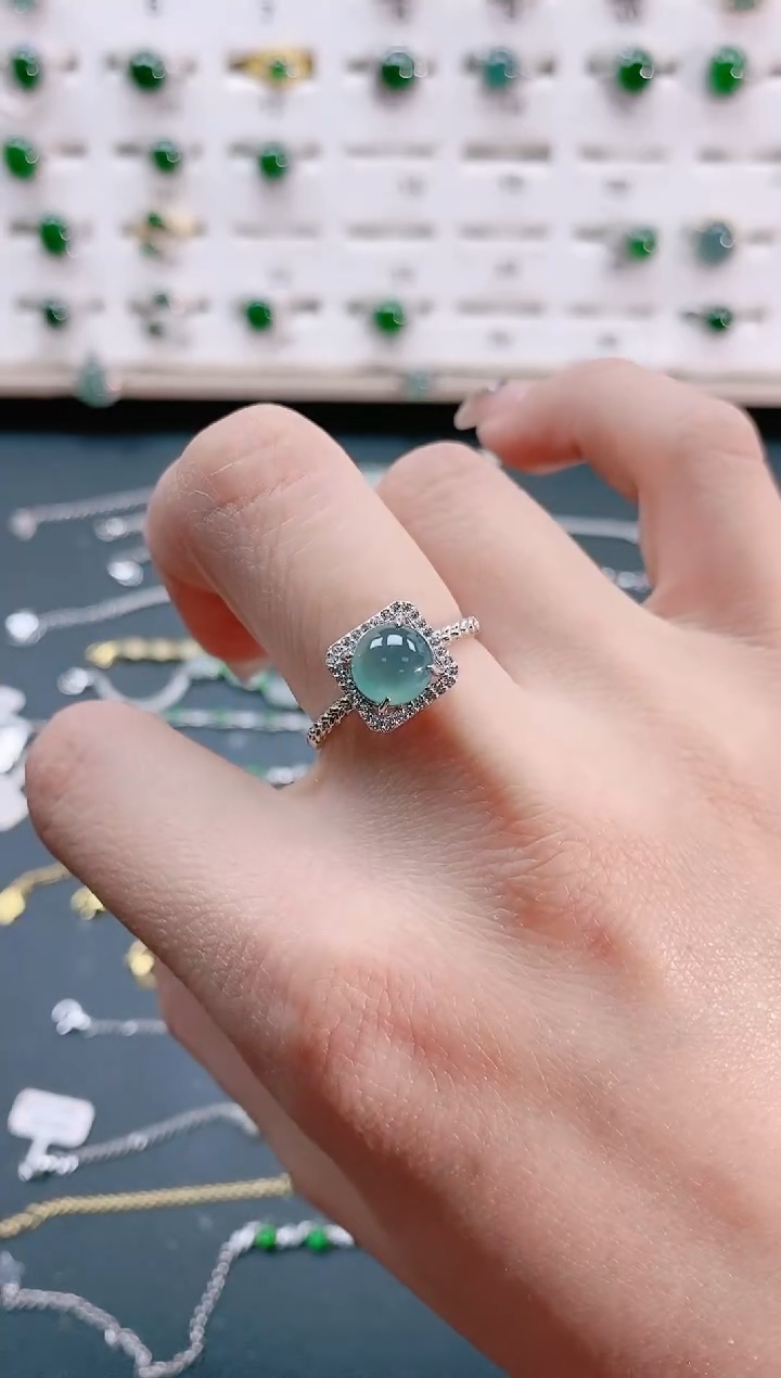 【闪购商品】翡翠戒指银S925镶嵌天然翡翠