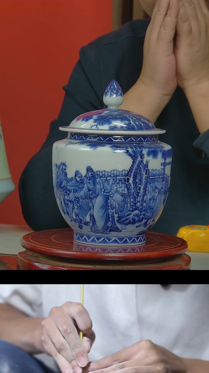 【闪购商品】012景德镇民间艺人青花人物茶叶罐