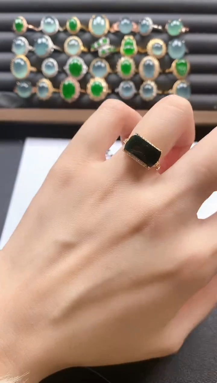 银S925镶嵌戒指翡翠5115