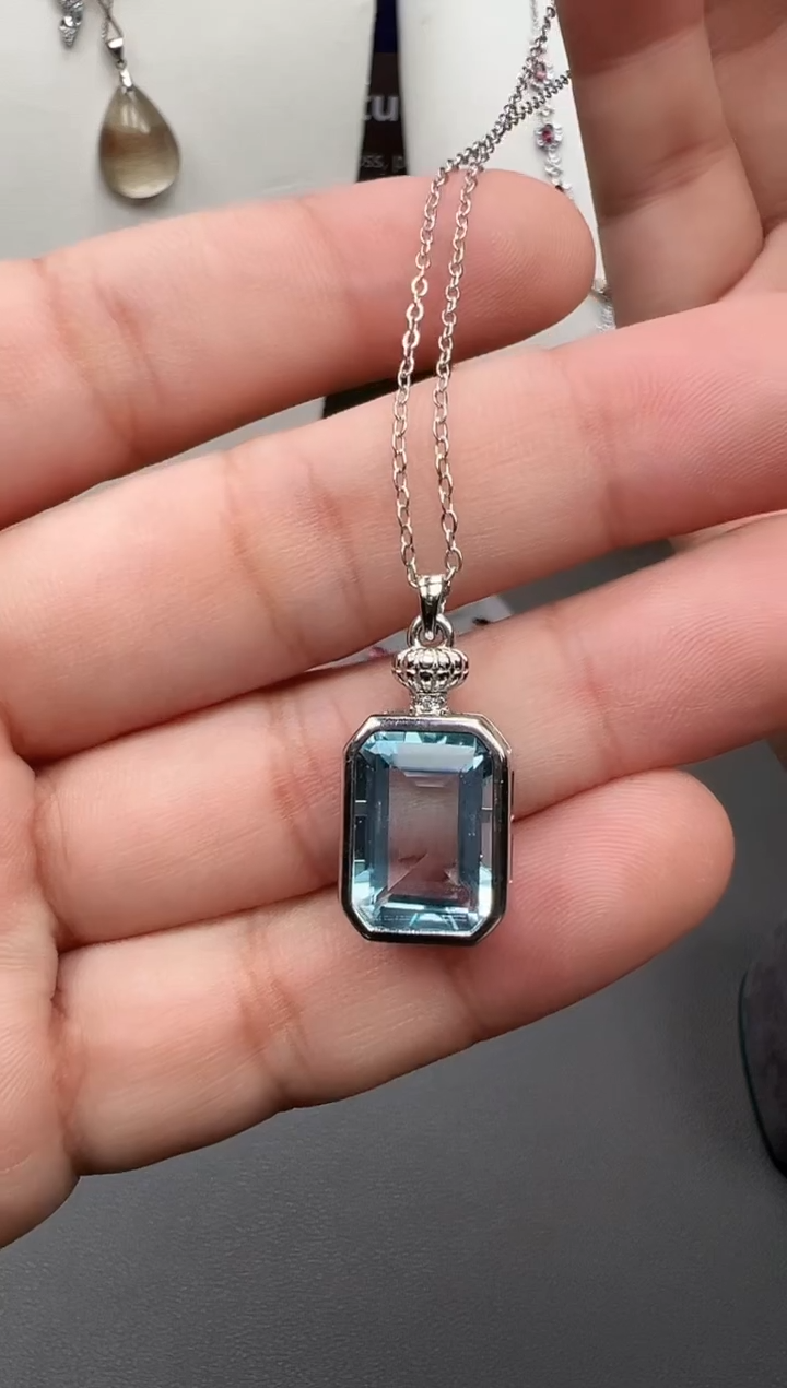 颈饰银S925镶嵌托帕石26