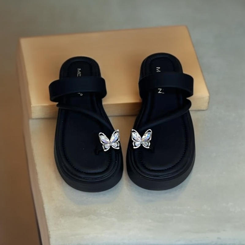 9887厚底蝴蝶拖鞋女士时尚百搭拖鞋