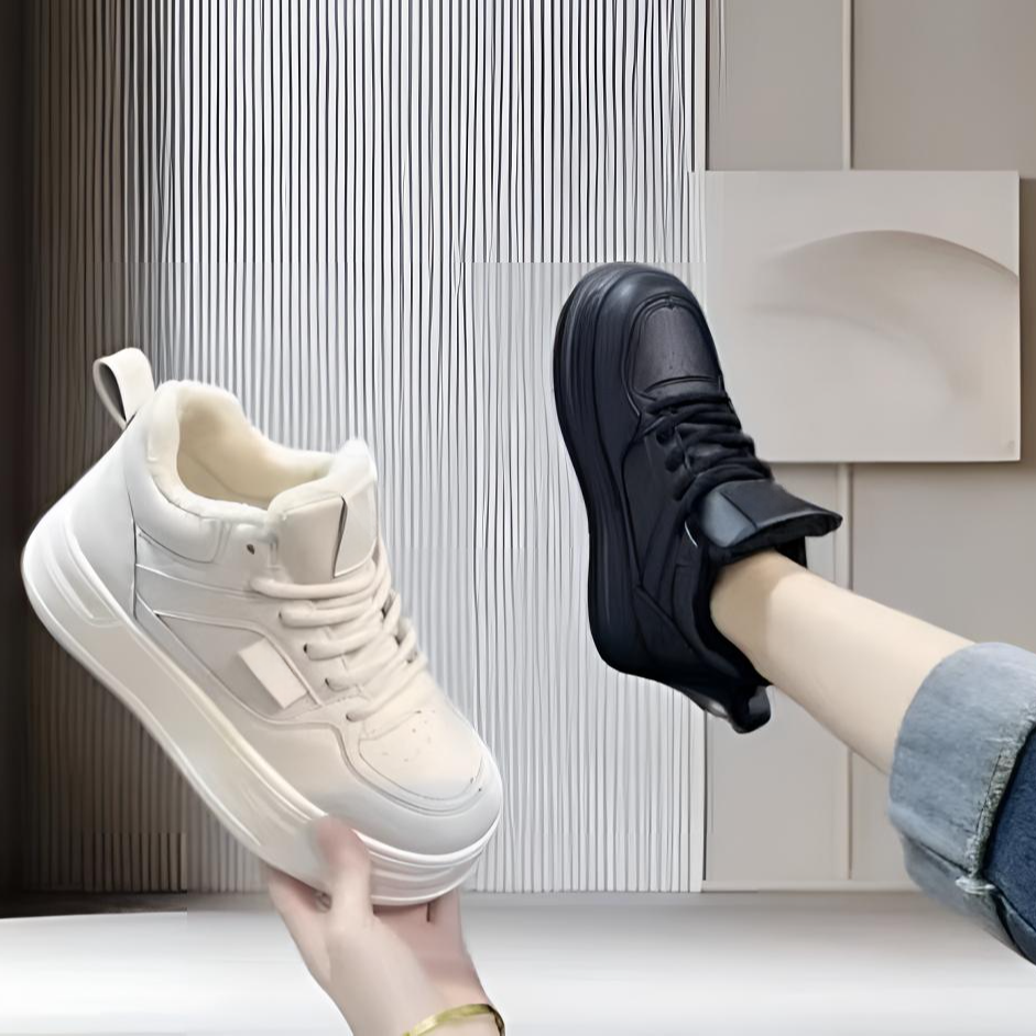 高帮小白鞋女2025冬秋新款松糕厚底增高时尚百搭休闲运动板鞋S820