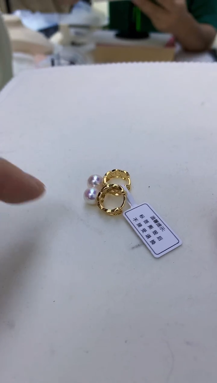银S925镶嵌饰品海水珍珠小香风耳扣
