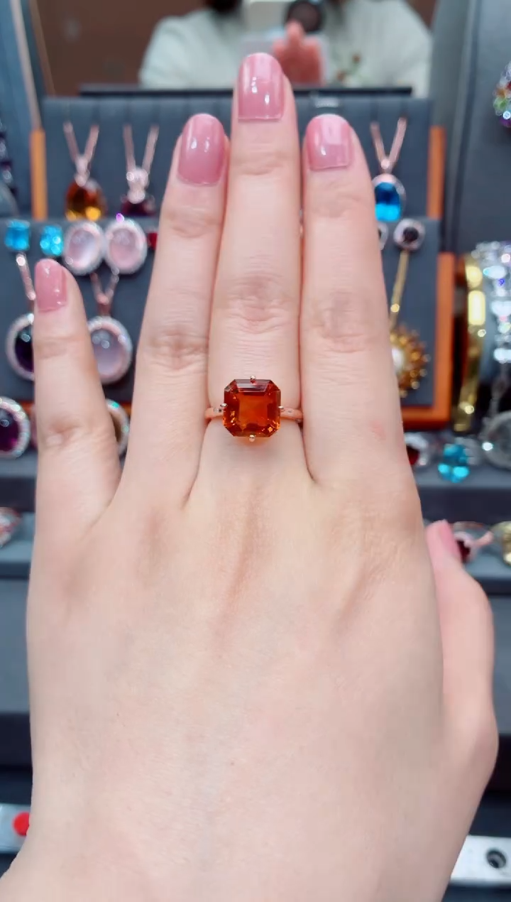 银S925镶嵌戒指黄晶黄晶戒指